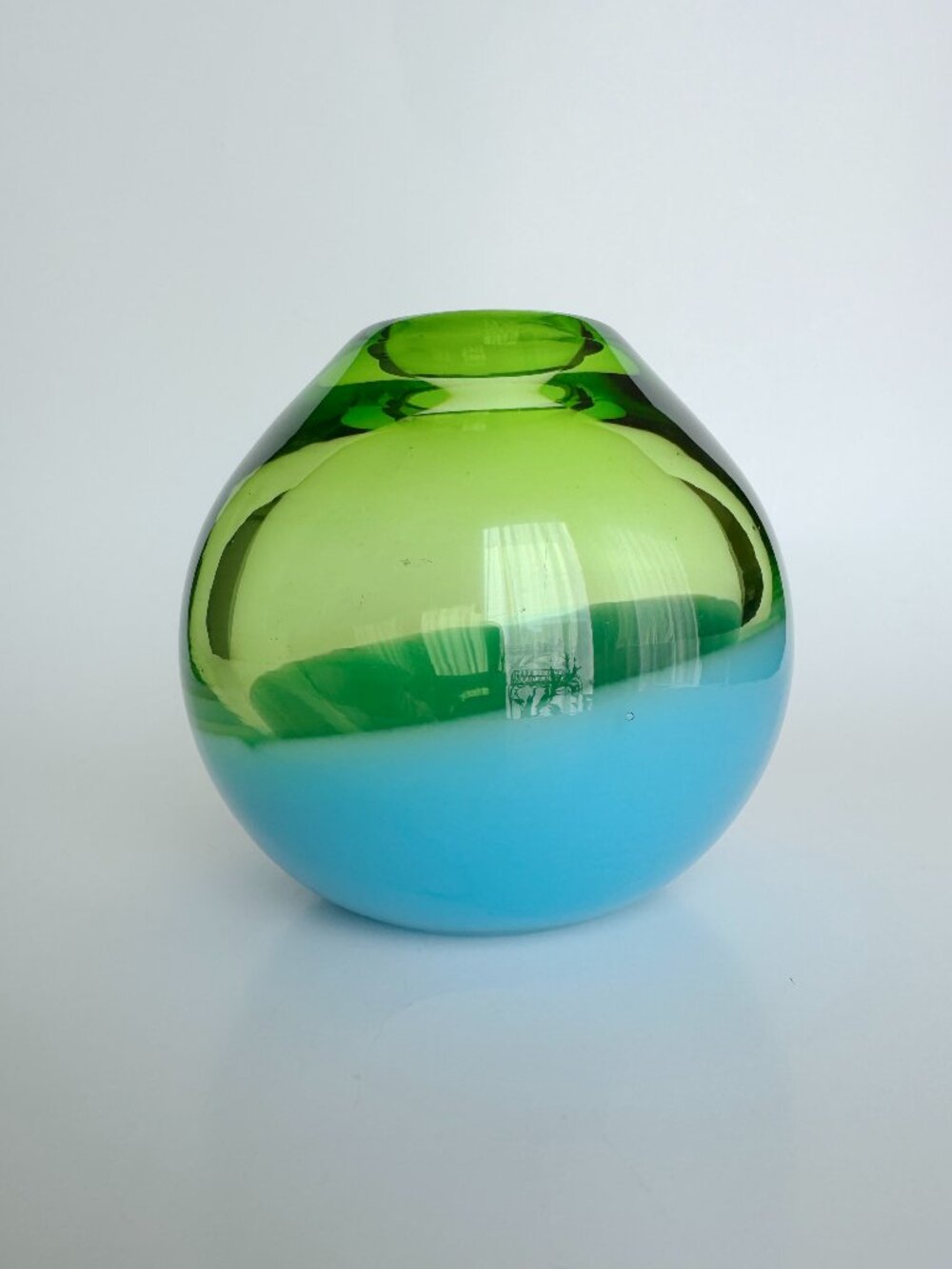 Ball Glass Bud Vase Blue & Green